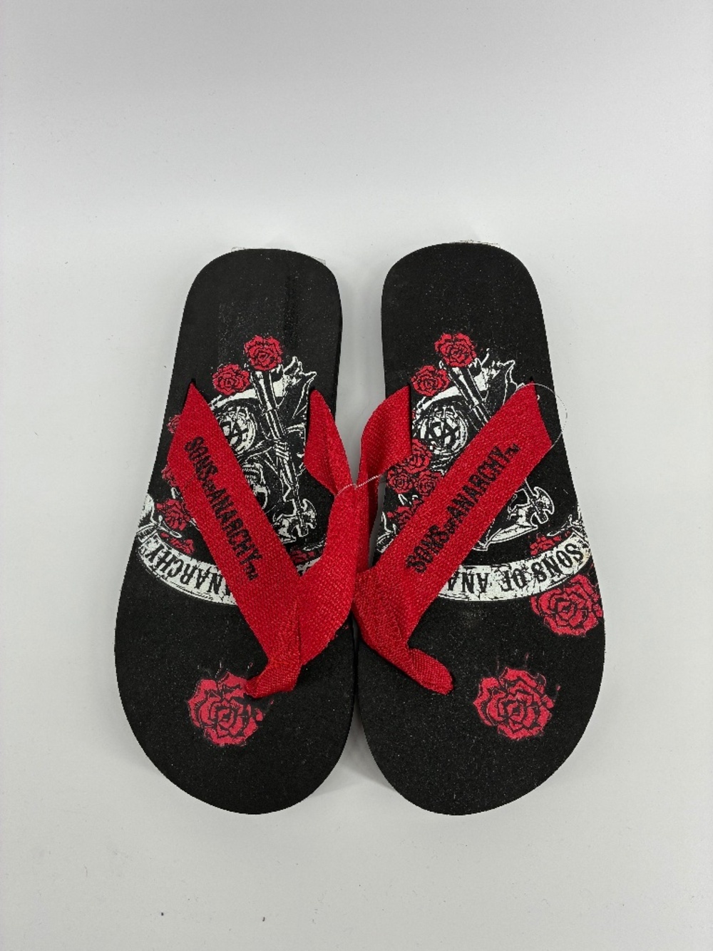 MASSIVE $10 SALE BNWT Sons of Anarchy Black and Red Skull Flip Flops